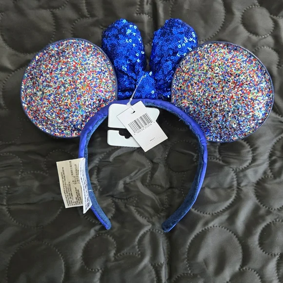 NWT Disney Parks Minnie Mouse Ears 2020 Celebration Blue Sparkle Bow Headband - Picture 2 of 5